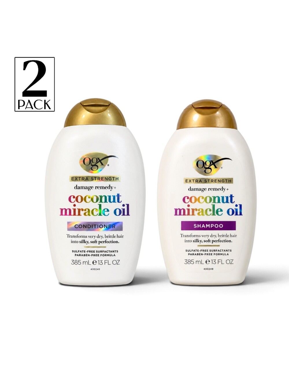 OGX Extra Strength Coconut Miracle Oil Shampoo & Conditioner 13 oz 2 Pack
